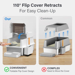 Litière Aphyxen en acier inox avec grande capacité pour tous les chats.