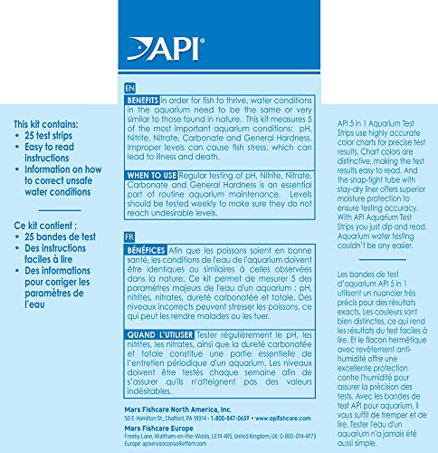 API 5-en-1 – bandelettes de prélèvement, contrôle rapide des paramètres d'eau.