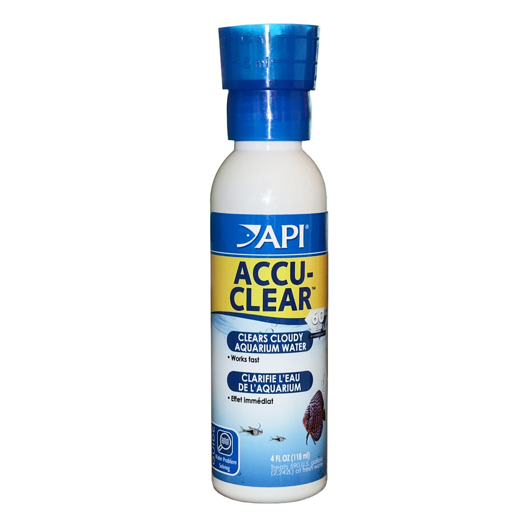 La bouteille API ACCU-CLEAR clarificateur pour eau douce clarifie l’eau trouble.