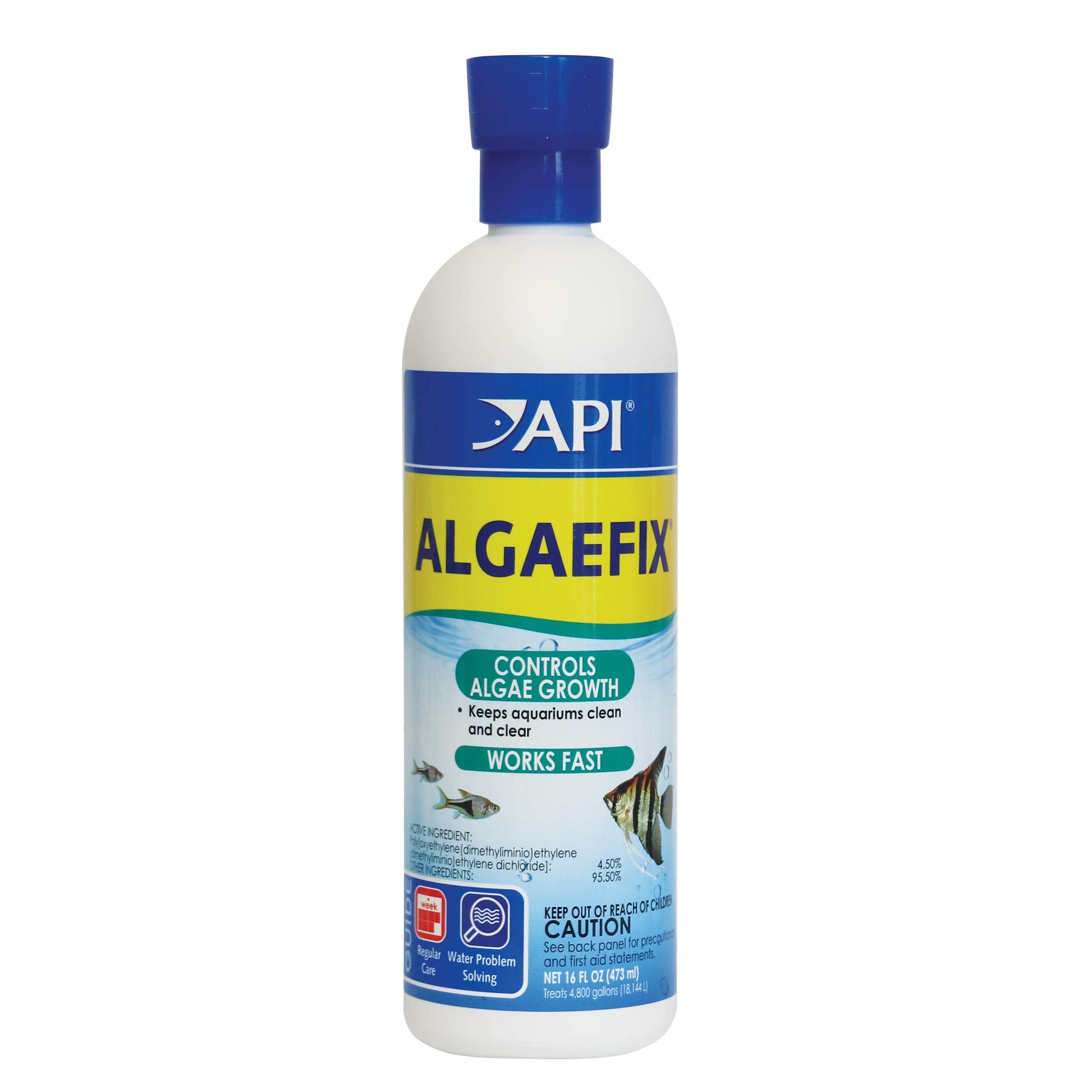 Flacon API ALGAEFIX de 473 ml prêt à l'emploi dans l'aquarium.