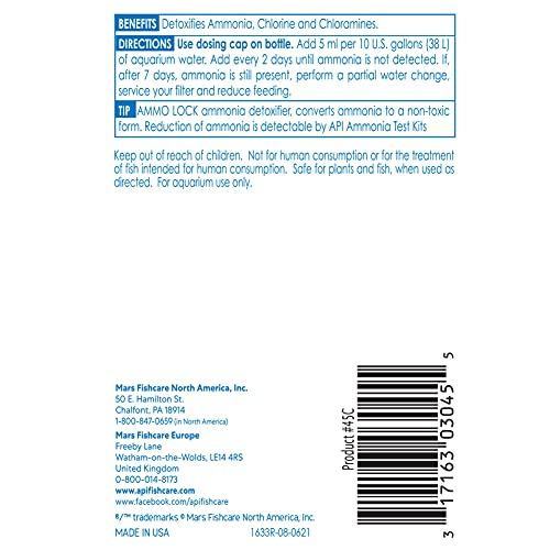 API AMMO-LOCK detoxifiant ammoniaque pour eau douce et mer, traitement rapide.