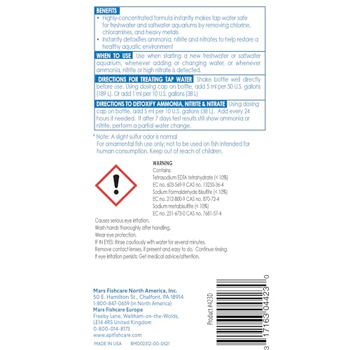 API AQUA ESSENTIAL – déschlorination rapide pour l'eau du robinet avant l ajout des poissons.