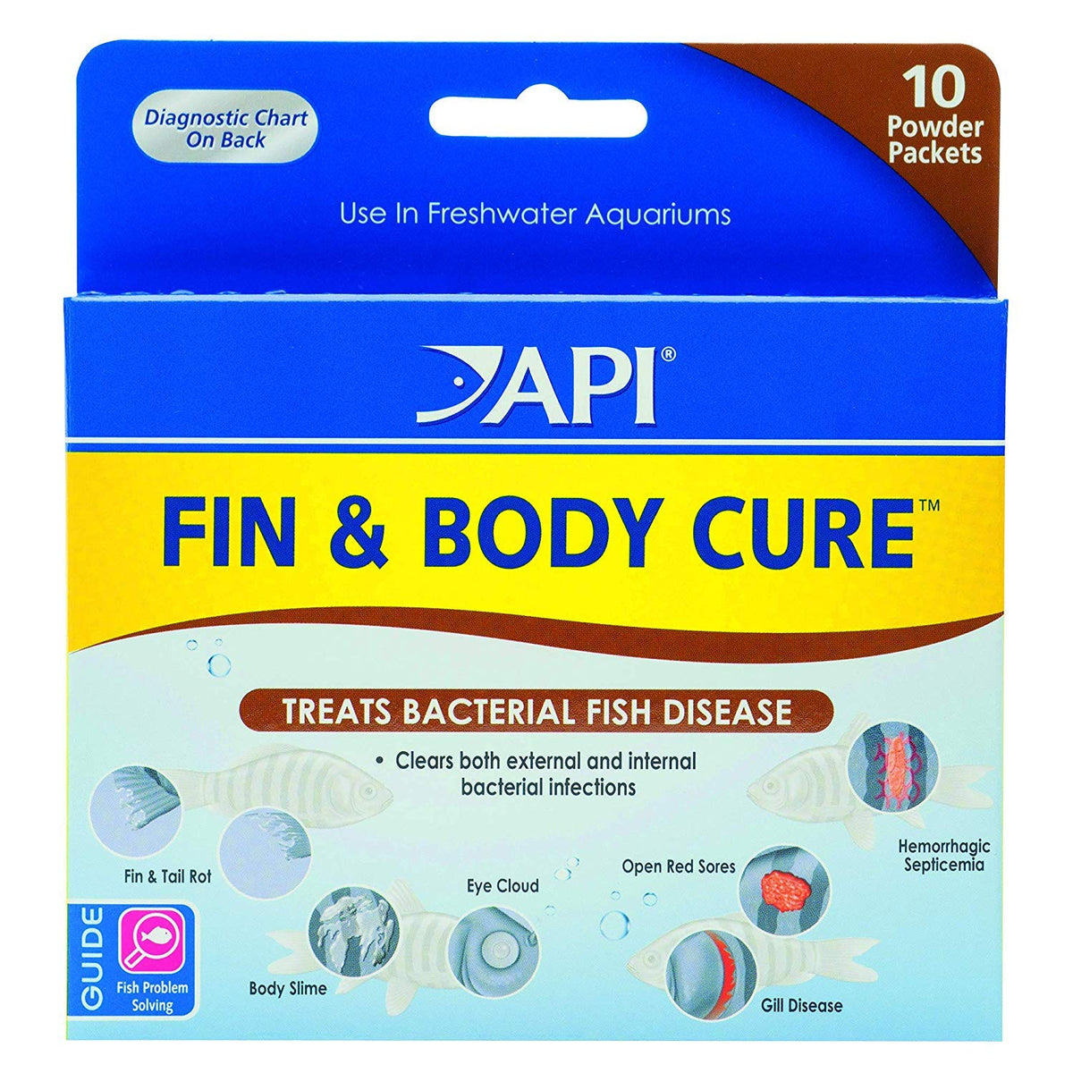 API Fin et Body Cure poudre pour aquarium d eau douce, traite les infections bactériennes visibles