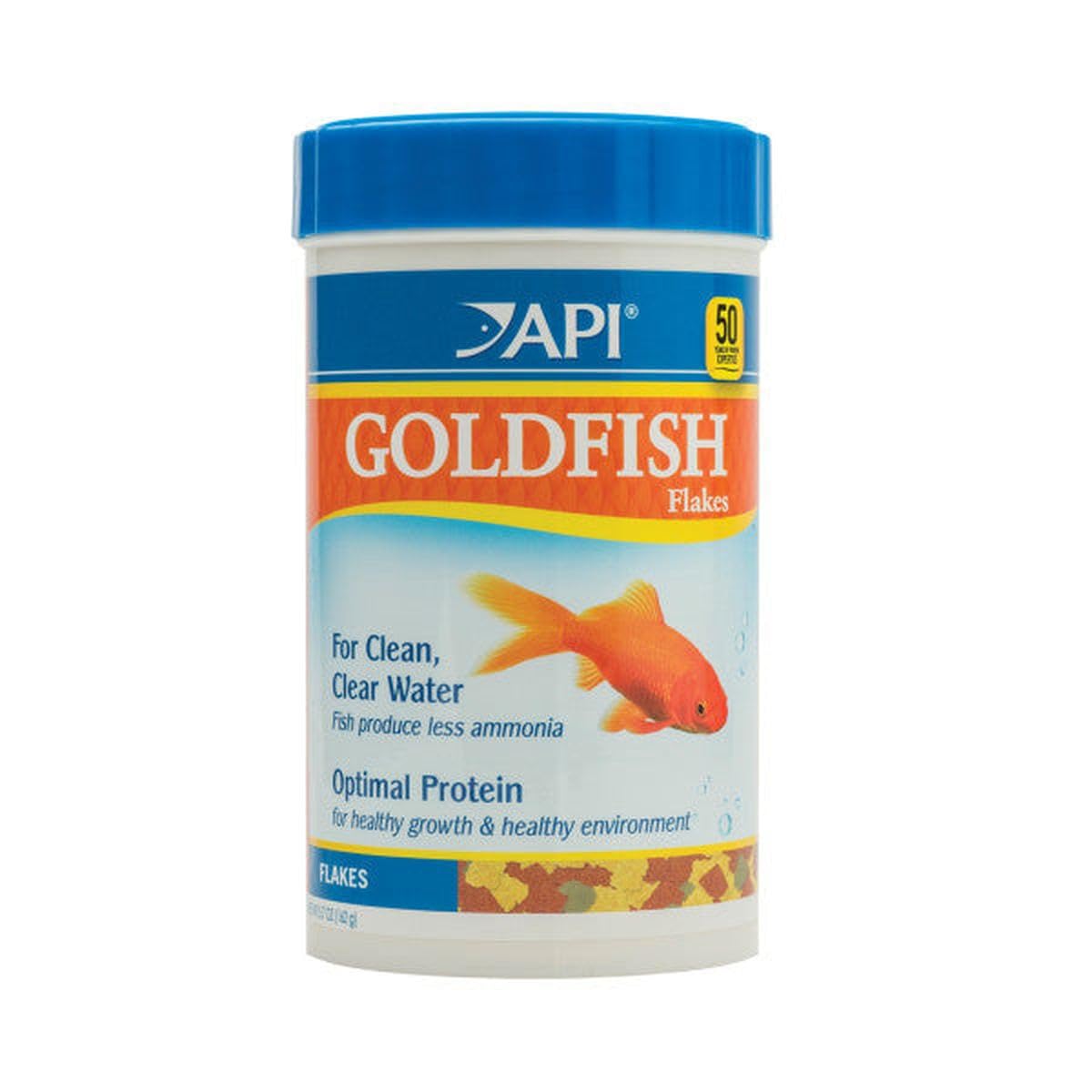 API Goldfish Flakes dans le conteneur 57 oz, pratique et nourrissant pour les poissons rouges.