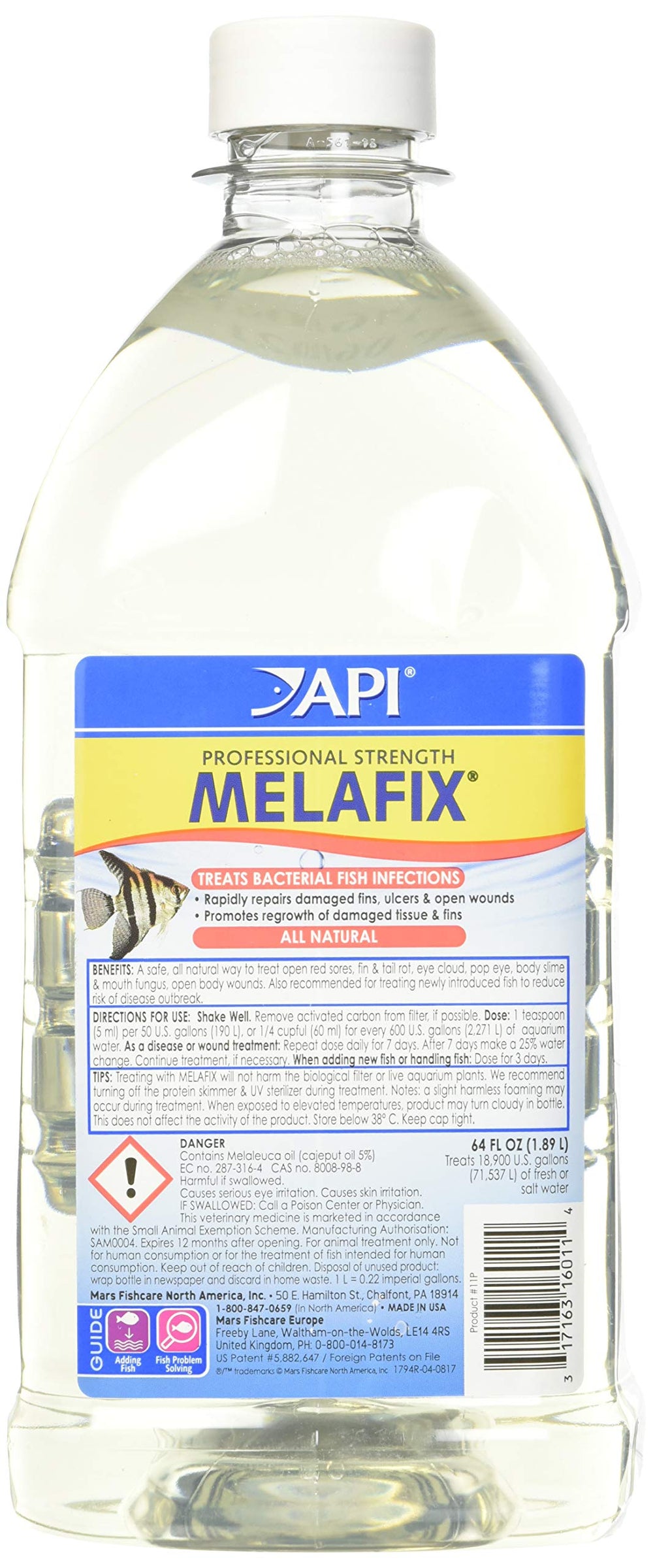 API Melafix – bouteille et étiquette, idéale pour les soins des poissons en aquarium.