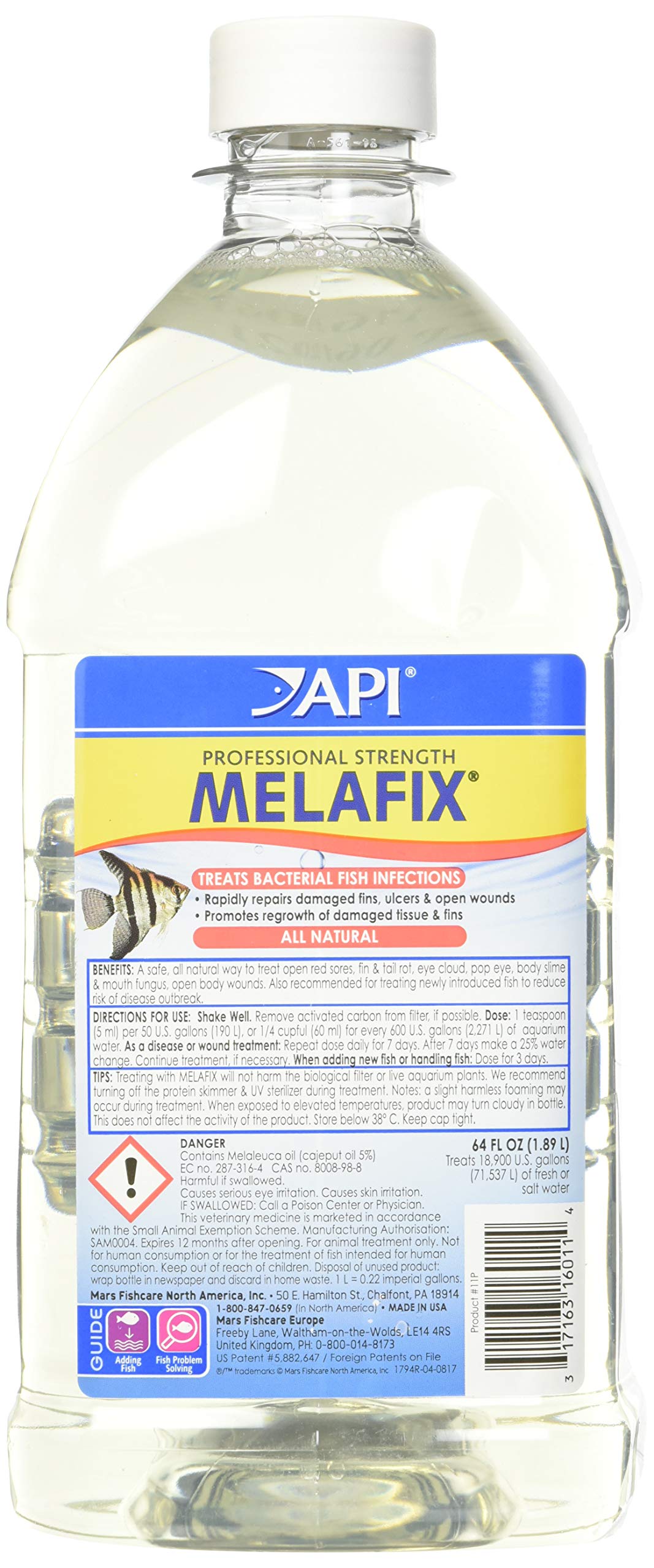 API Melafix – bouteille et étiquette, idéale pour les soins des poissons en aquarium.