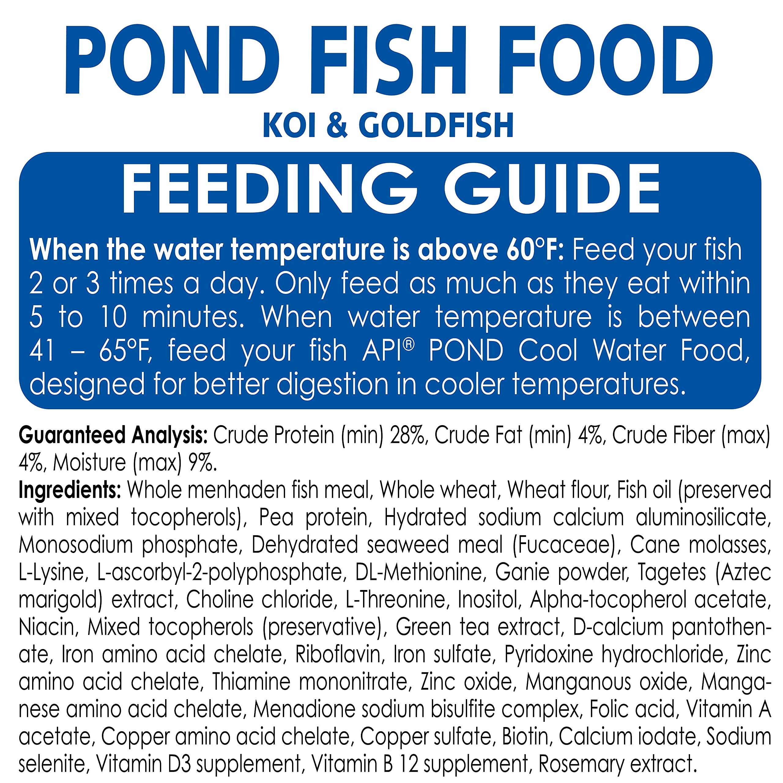 API POND FISH FOOD conseils nourrissage quotidiens pour éviter la suralimentation.