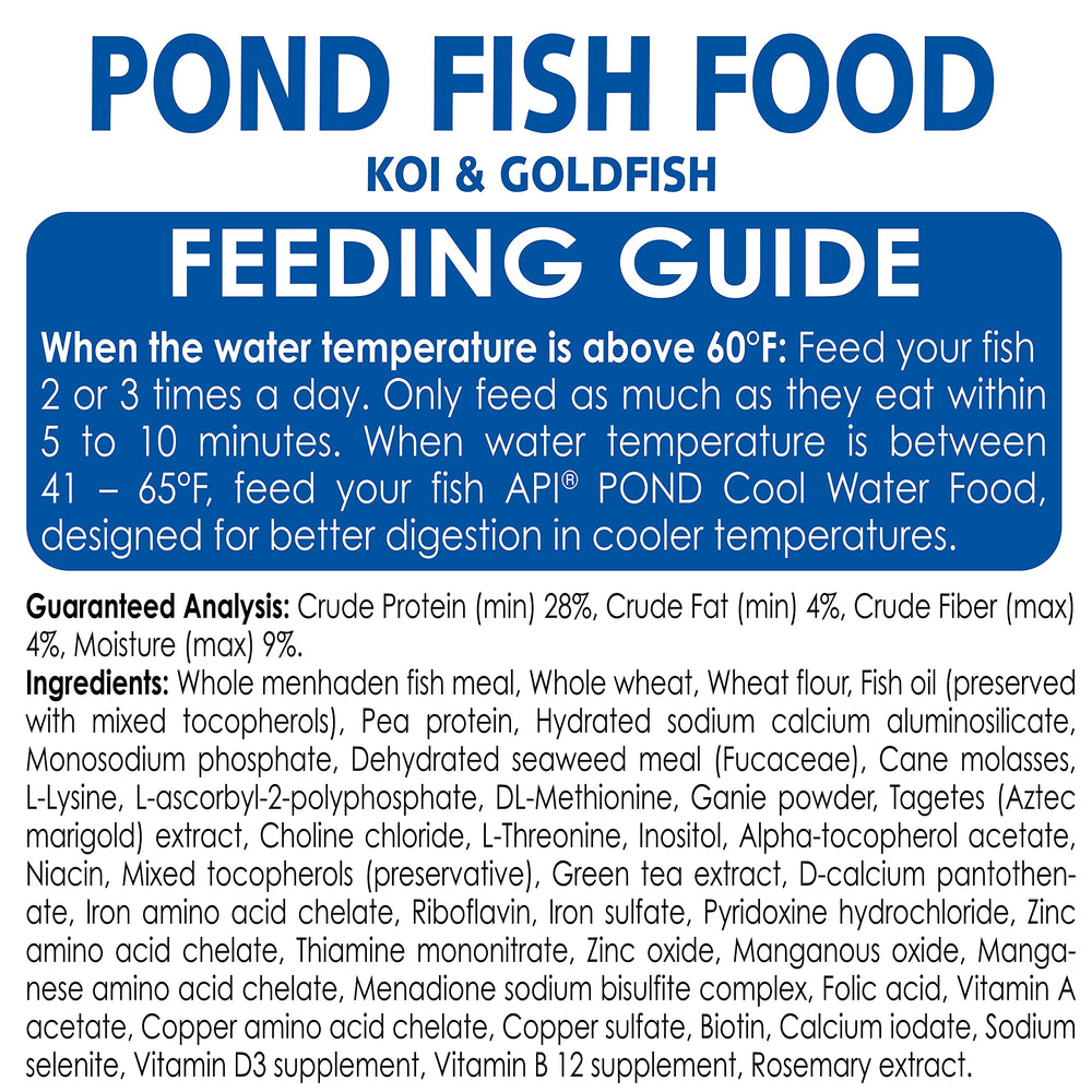 API POND FISH FOOD conseils nourrissage quotidiens pour éviter la suralimentation.