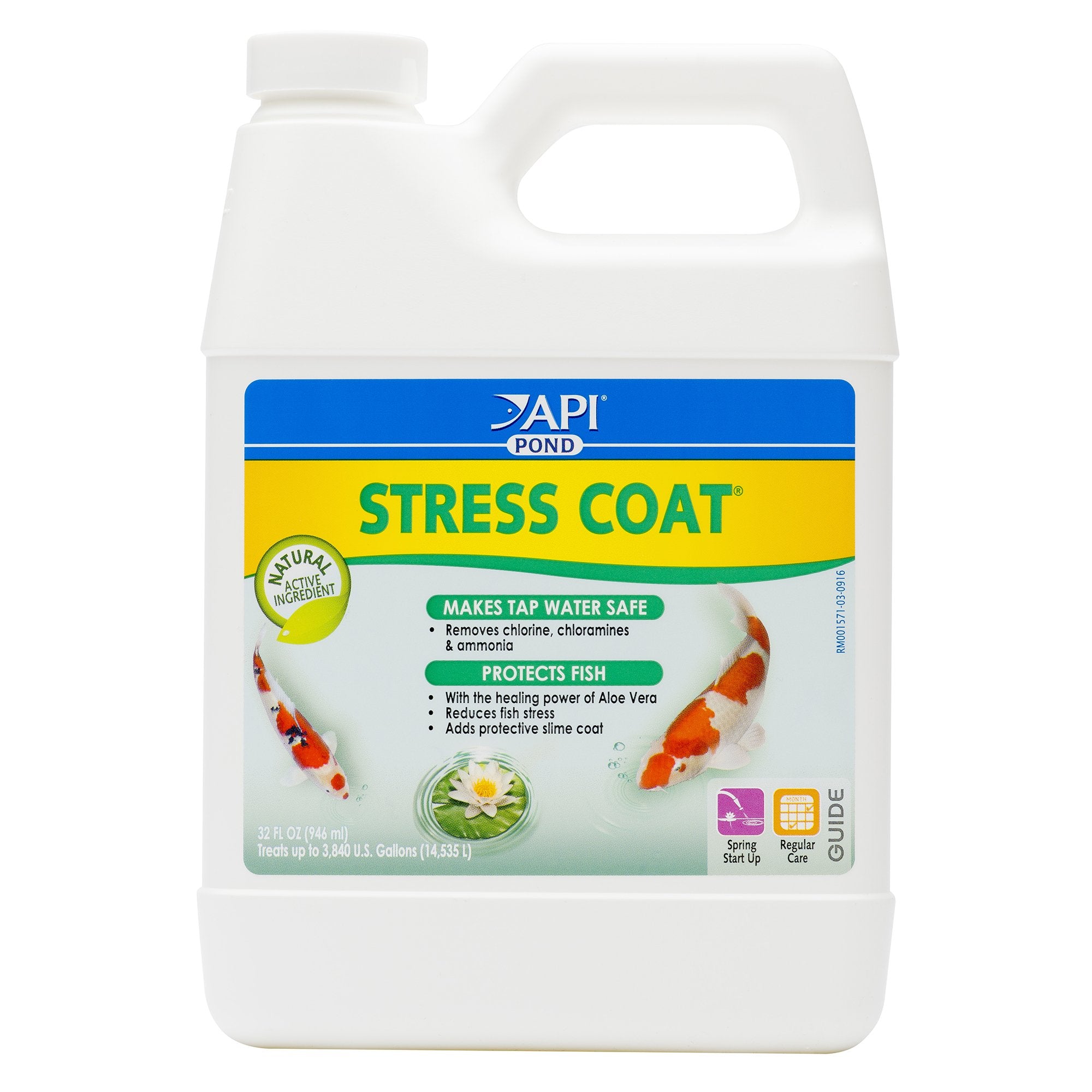 API POND STRESS COAT – bouteille 32 onces prête à déchlorer et protéger les poissons