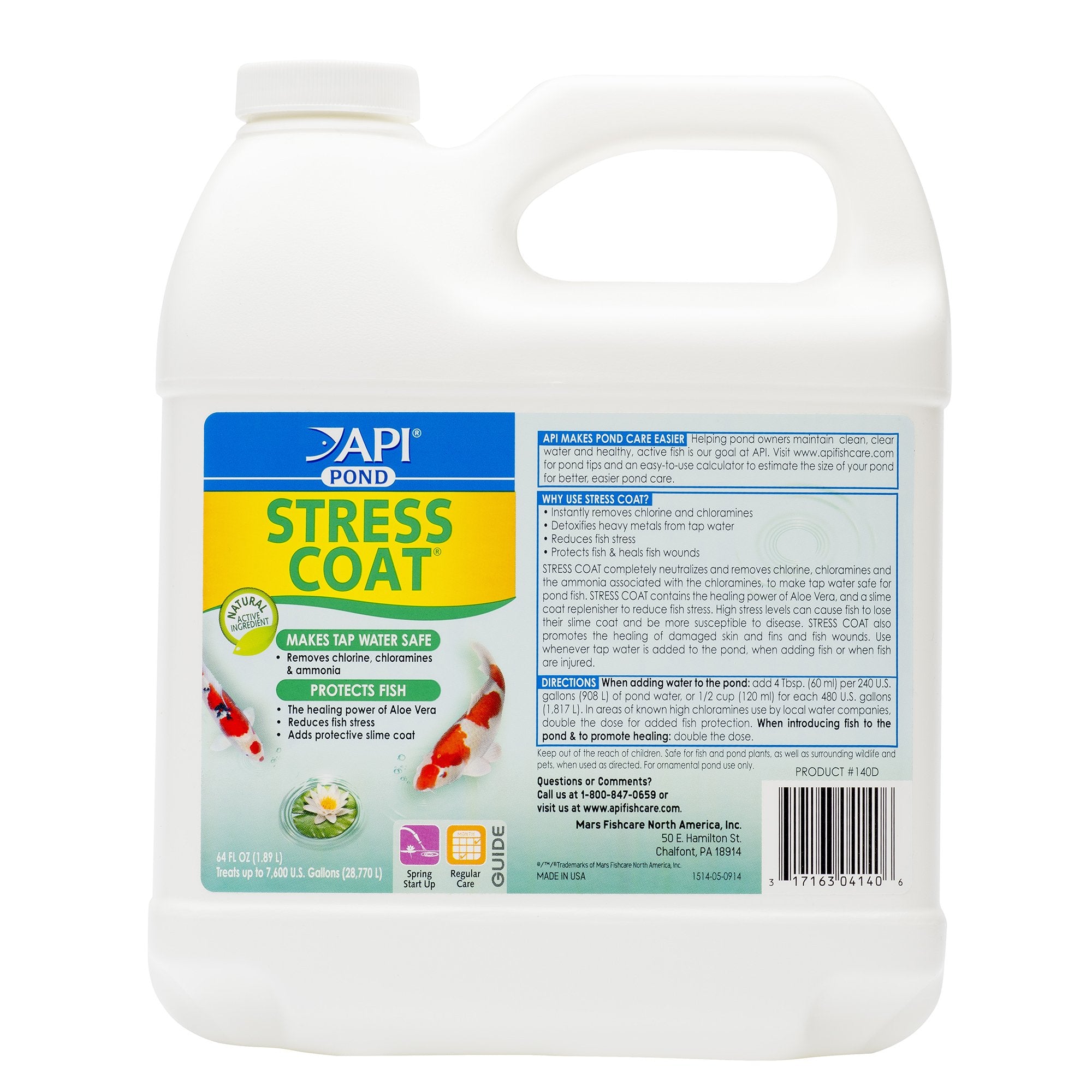 API POND STRESS COAT, bouteille 64oz: déchloration et protection des poissons