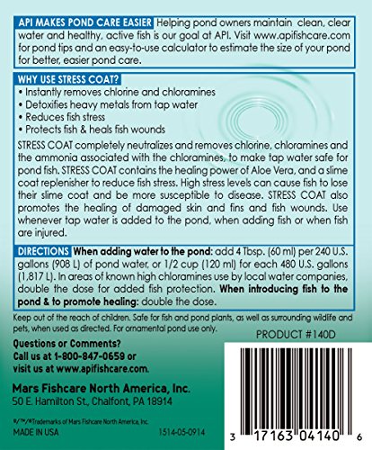 API POND STRESS COAT déchlorant pour étang et eau de robinet