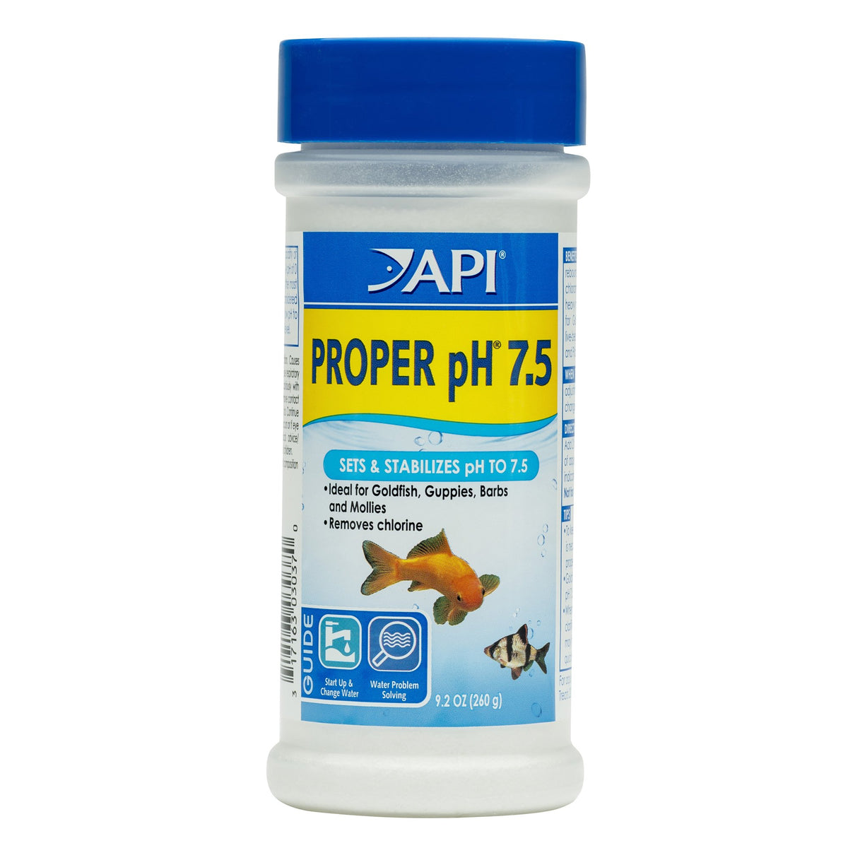 API Proper pH 7,5 – poudre stabilisatrice pour eau douce, prépare l'eau pour les poissons.