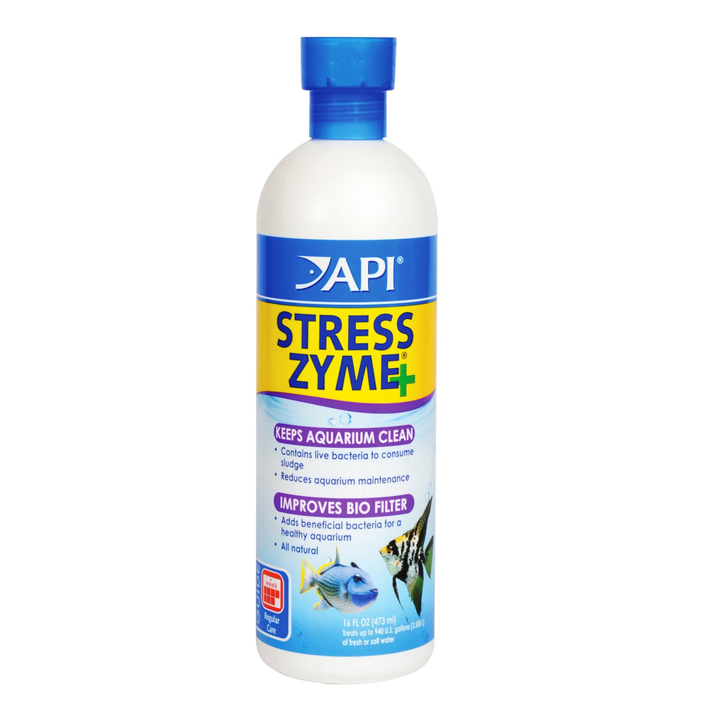 API STRESS ZYME - bouteille 16 oz prête à l’emploi, nettoie l’aquarium et soutient l’équilibre biologique.