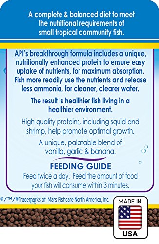 API Tropical Mini Pellets: nutrition complète pour la croissance des poissons tropicaux.
