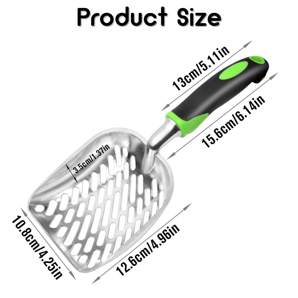 Apidgrowth louche-litiere-chat-grille-metal-green : grille robuste pour un filtrage rapide des déchets