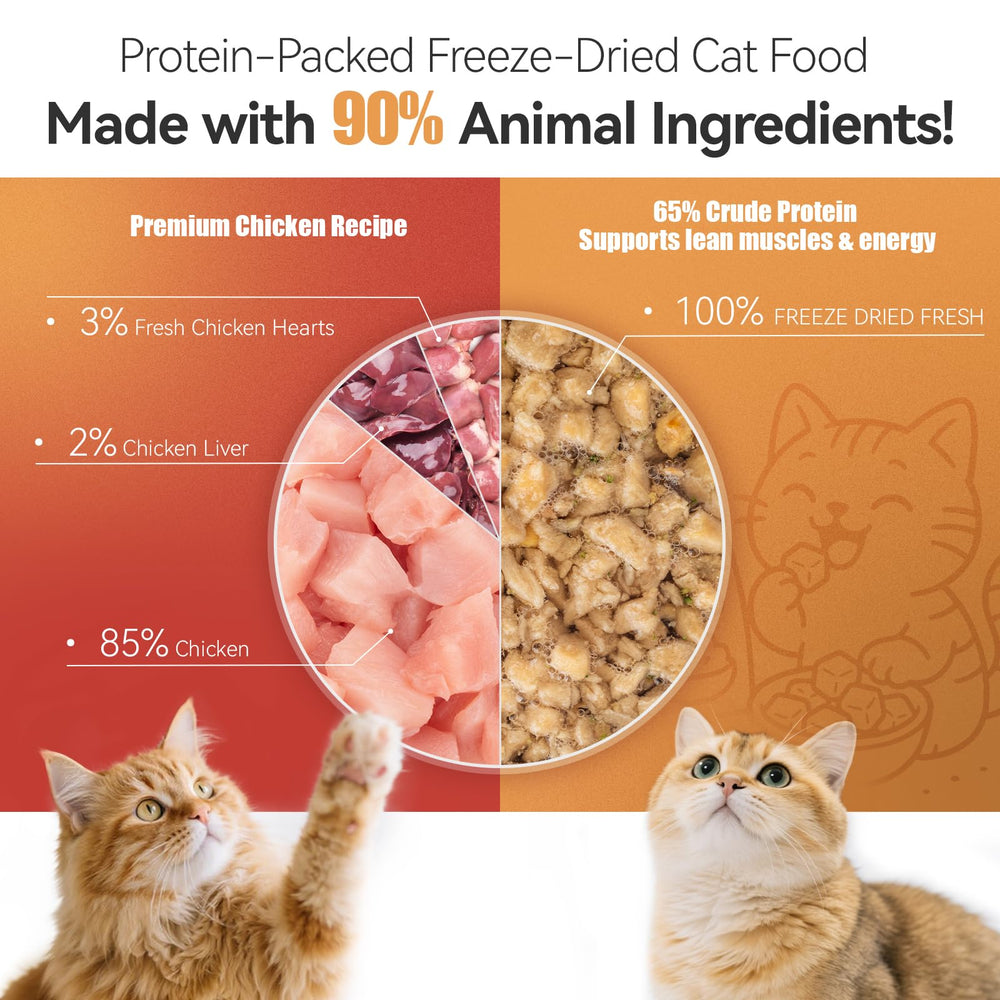 Nourriture chat APL lyophilisée, morceaux poulet, appétissant