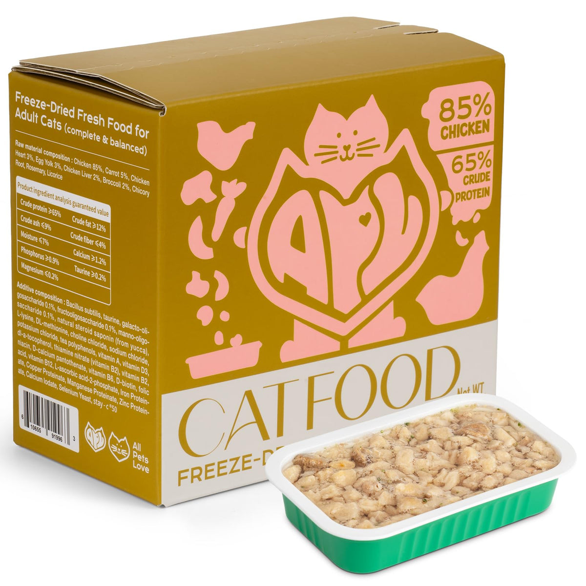 Nourriture chat APL lyophilisée, paquet 6 portions, pratique pour déplacements