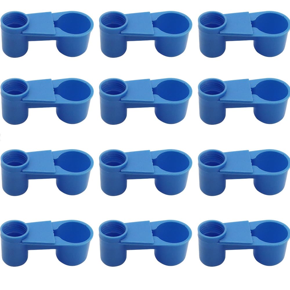 Abreuvoir automatique APlayfulBee pour oiseaux avec bouteille bleu.