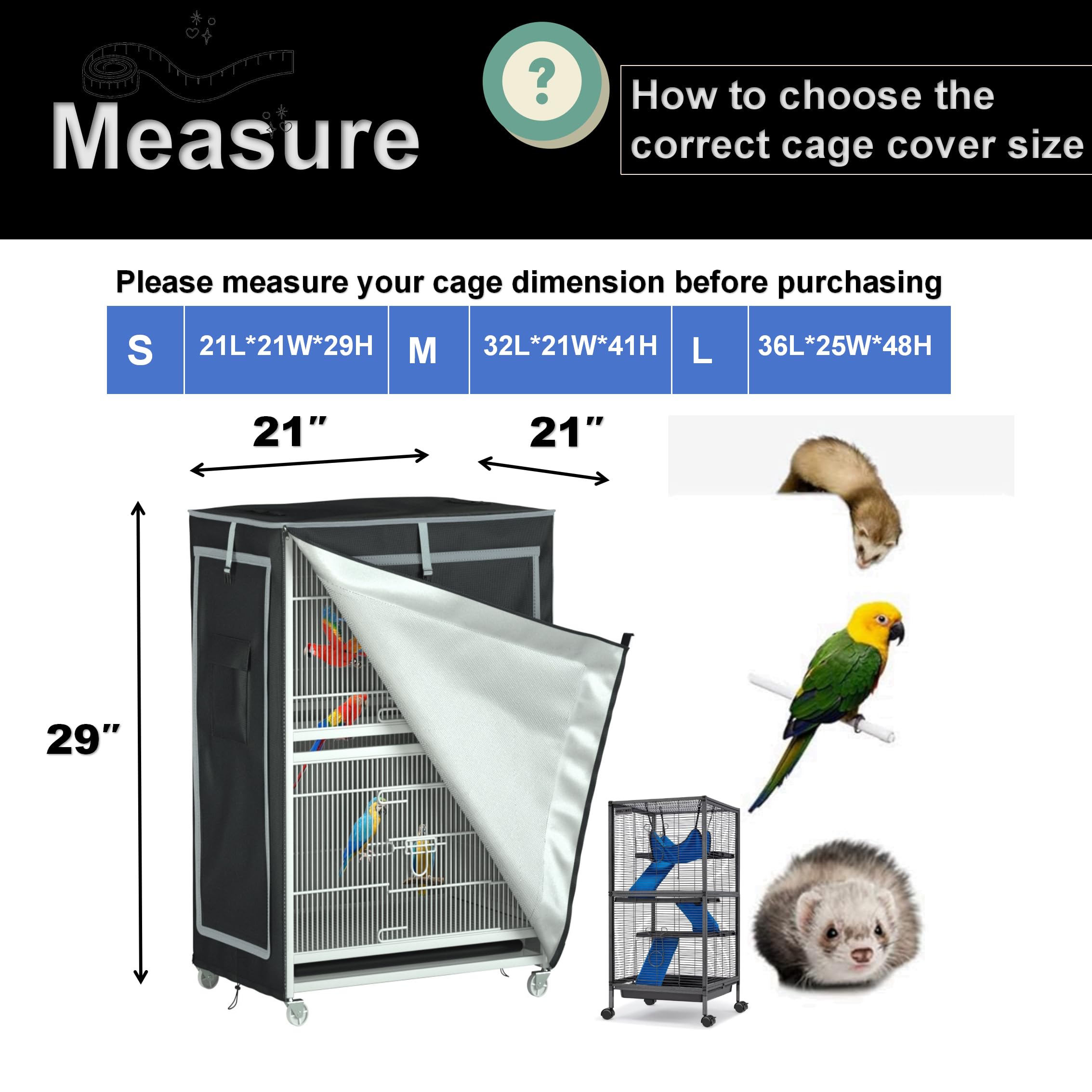 APOLAI 7 housse cage oiseaux, contrôle lumineux pour un sommeil paisible.