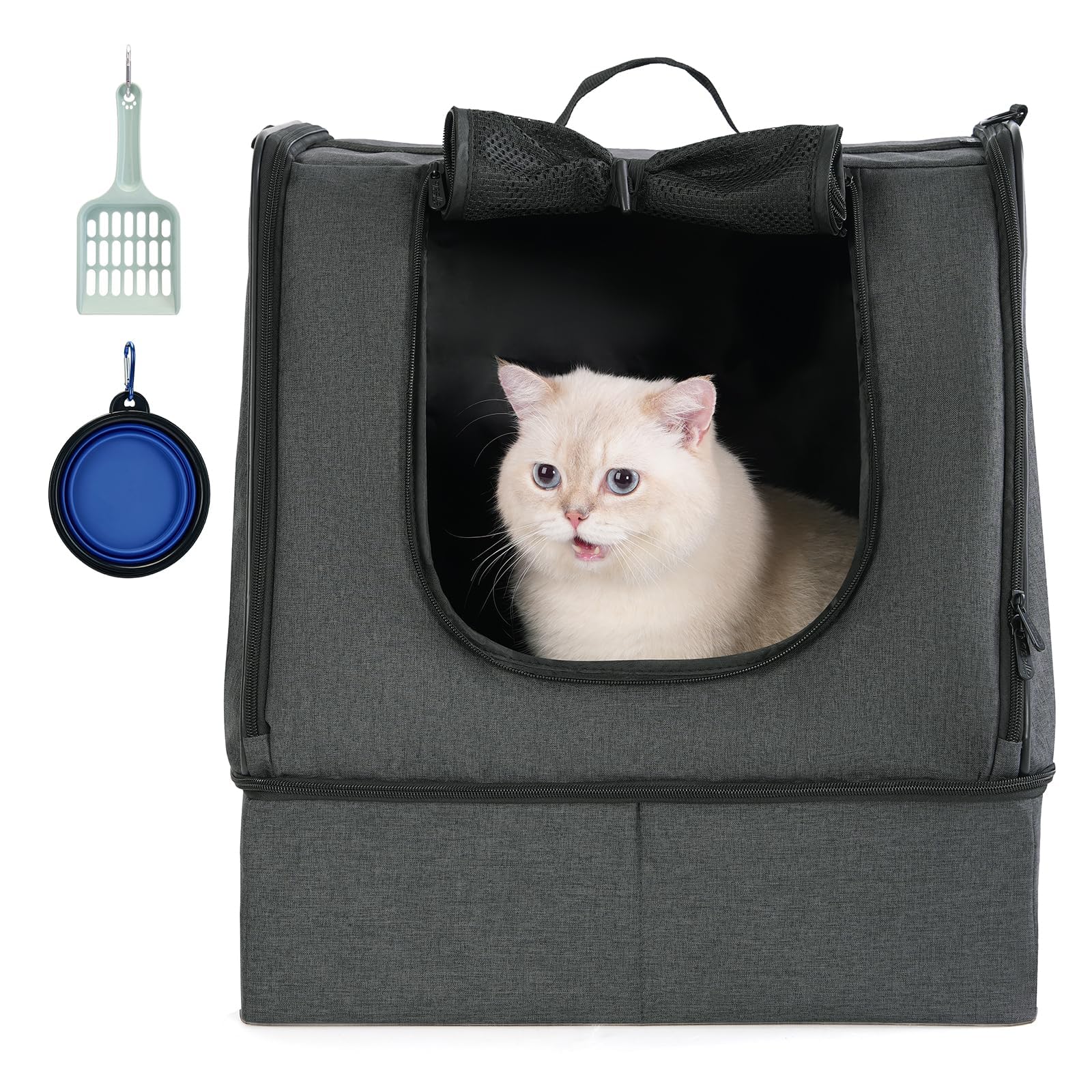 Apollo Walker boîte litière voyage ouverte offrant espace privé pour le chat.