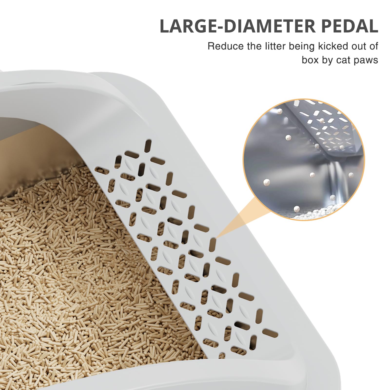 APPKER litière inox filtre pedale; utilisation pratique sans effort.