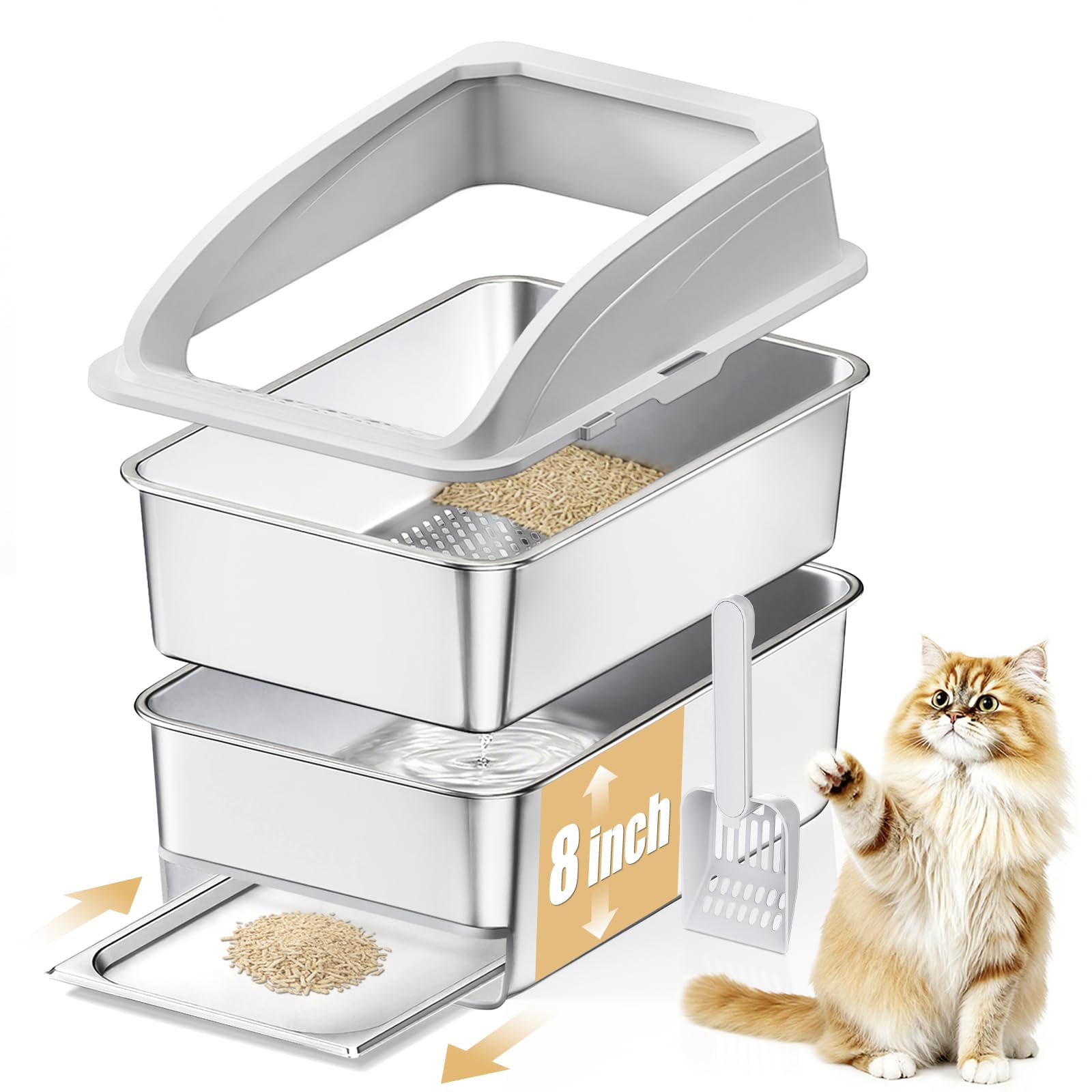 APPKER litière inox – tiroir amovible pour nettoyage rapide.