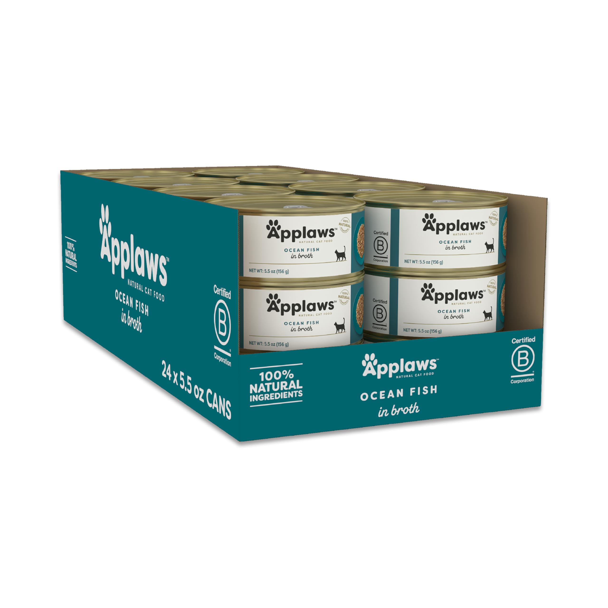 Applaws Chat Poisson Océan Bouillon; boîte pratique pour repas rapide et savoureux.