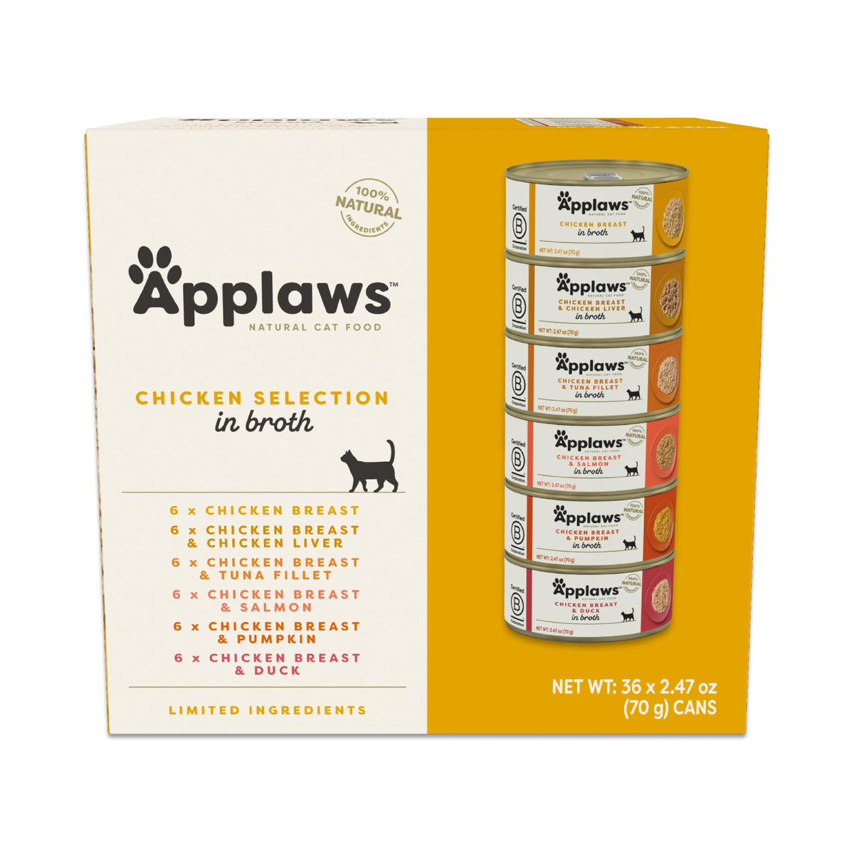 Applaws Chat – poitrine de poulet, protéine élevée pour chats actifs.