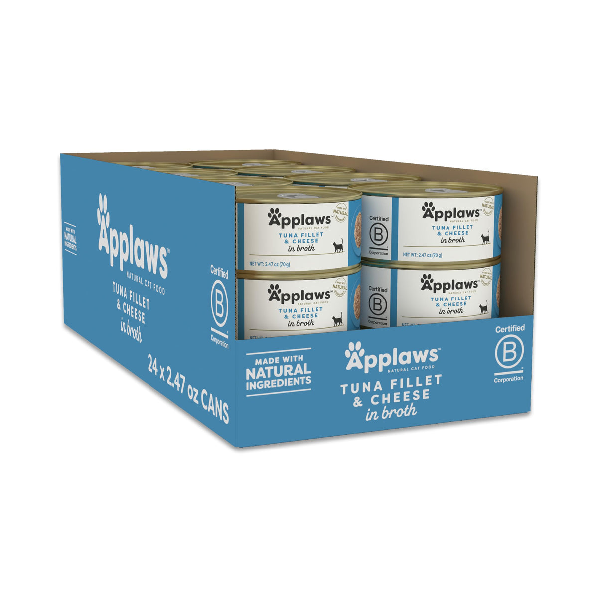 Applaws chat: conserve thon fromage dans bouillon, repas pratique et savoureux.