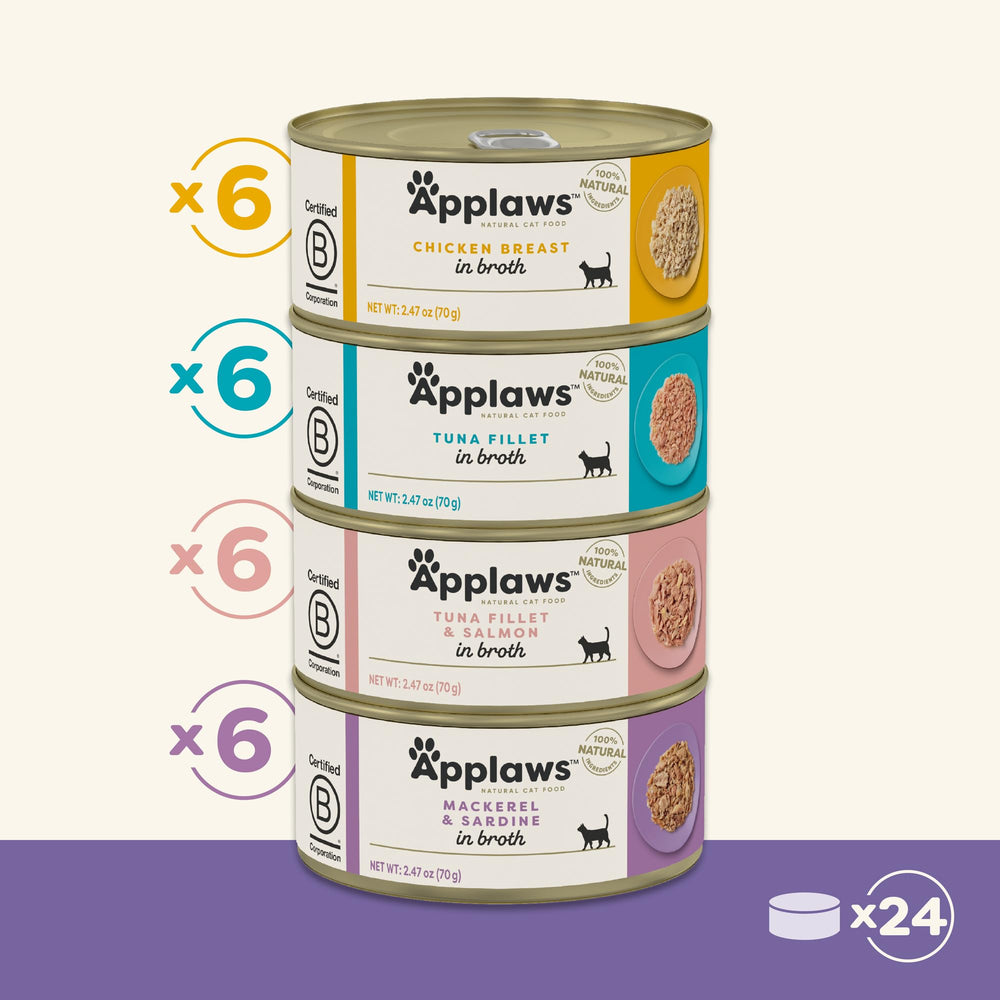 Applaws chat thon-saumon bouillon variation: mélange appétissant et nutritif.