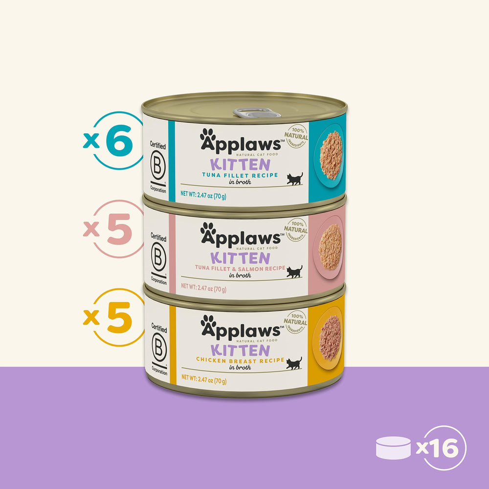 Thon fileté Applaws pour chaton, bouillon savoureux.
