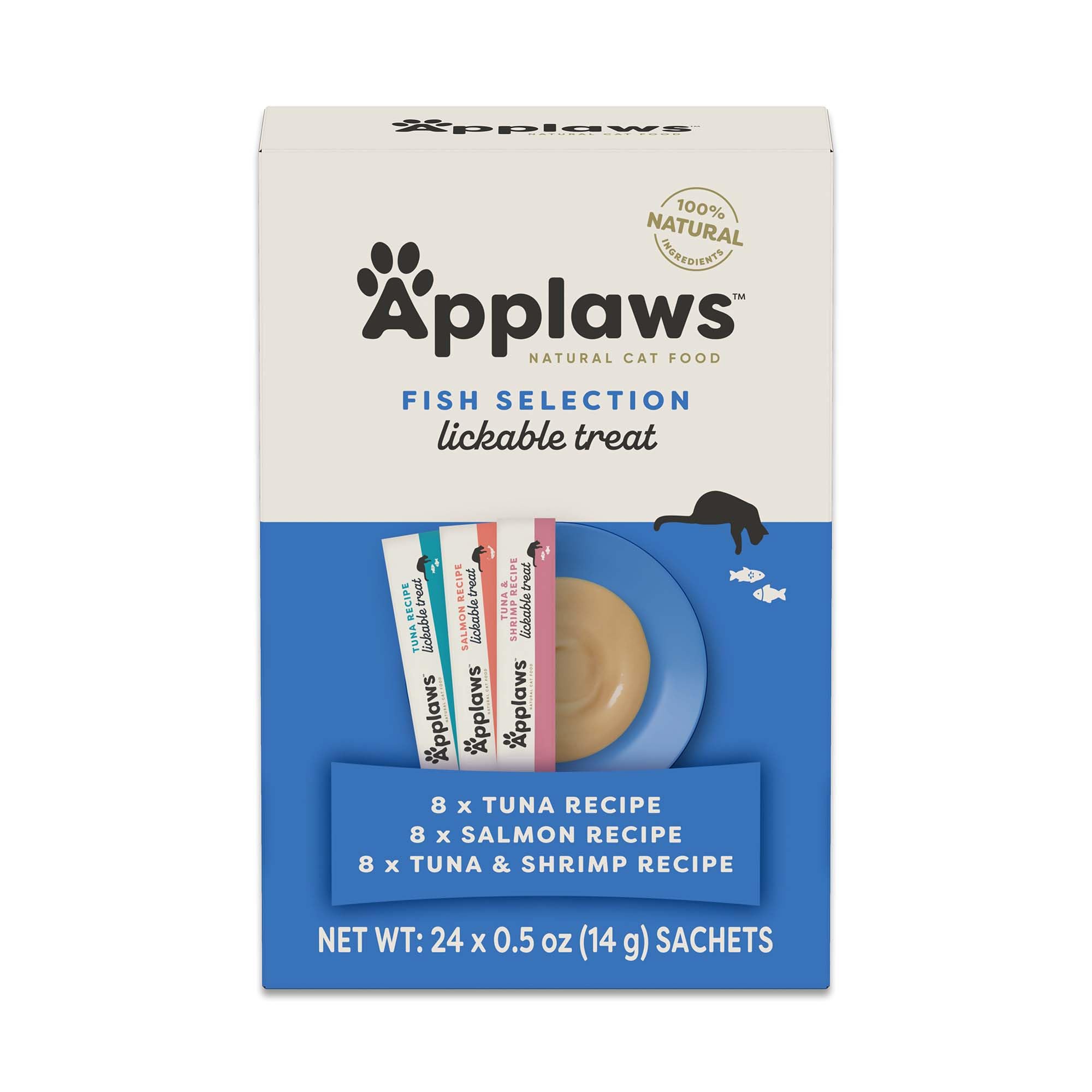 Friandises Applaws Lickable, pate cremeuse au poisson, récompense gourmande.