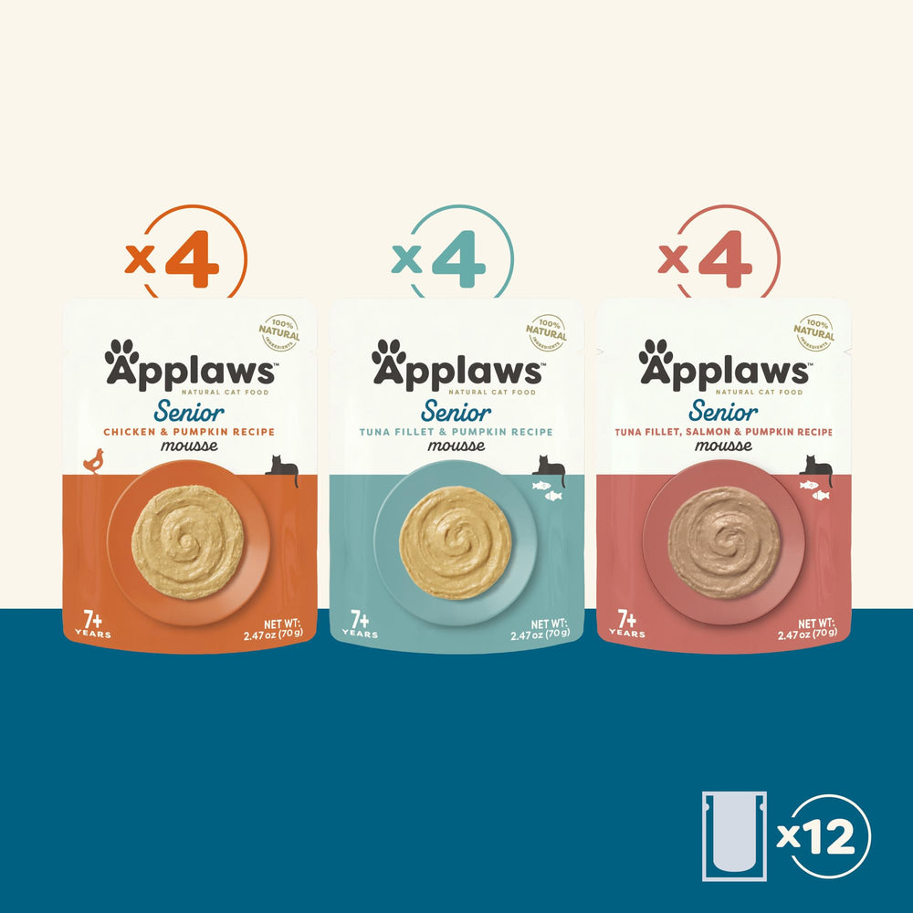 Complément Applaws Senior avec nourriture sèche pour variété et hydratation.