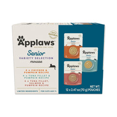 Applaws Senior emballage pate mousse, repas pratique pour chats exigeants.