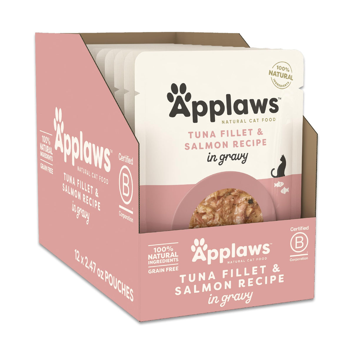 Applaws Thon et Saumon en Sauce — sachet individuel, riche en protéines naturelles pour récompenser