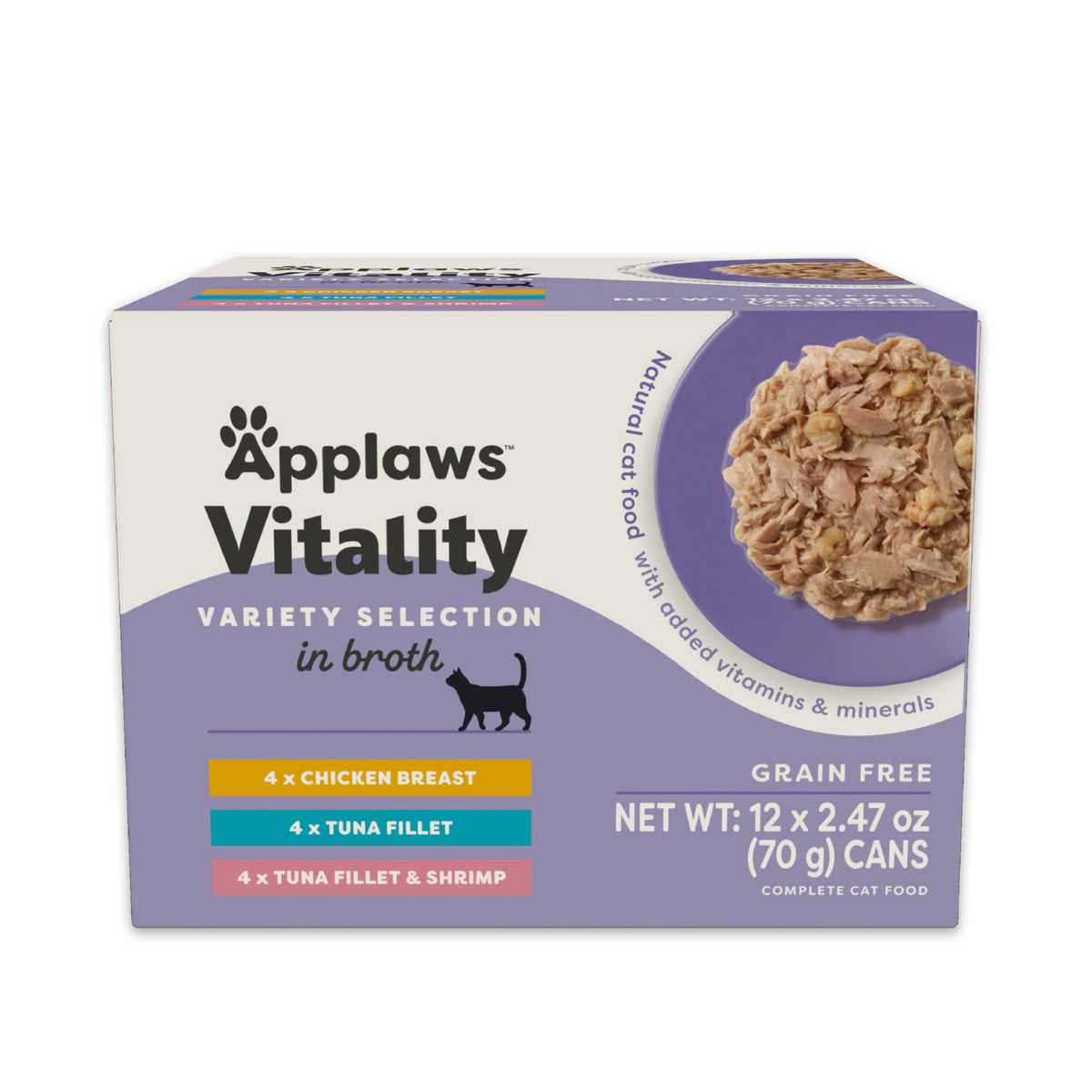 Applaws Vitality chat poulet bouillon : repas hydratant et équilibré.
