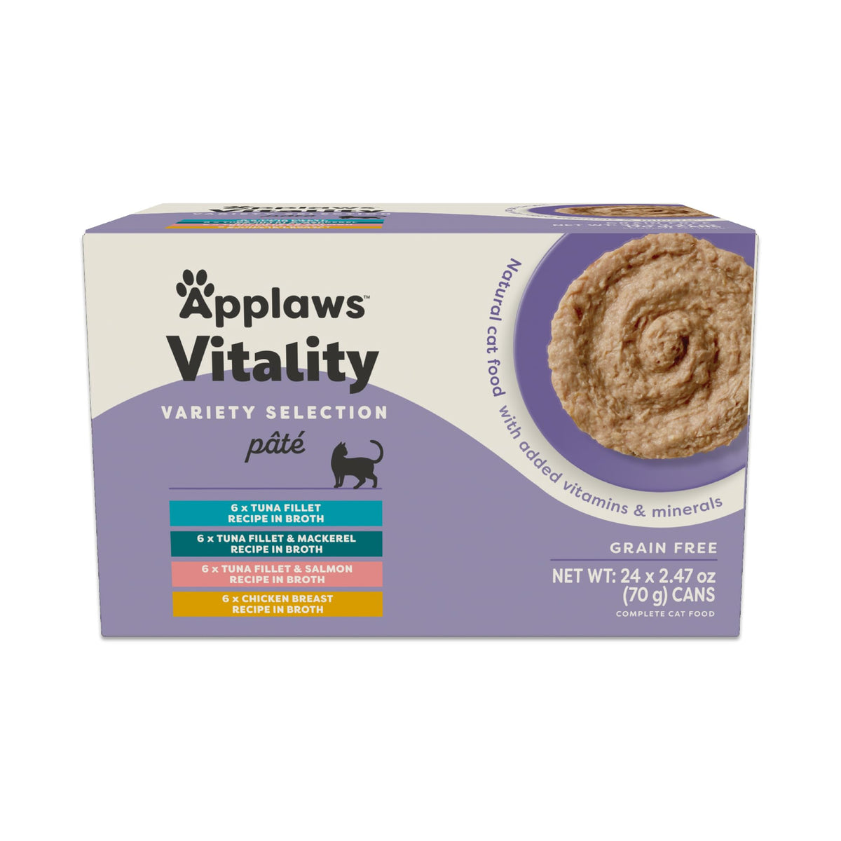 Applaws Vitality Pate – emballage 24 boites, repas équilibré pour chat