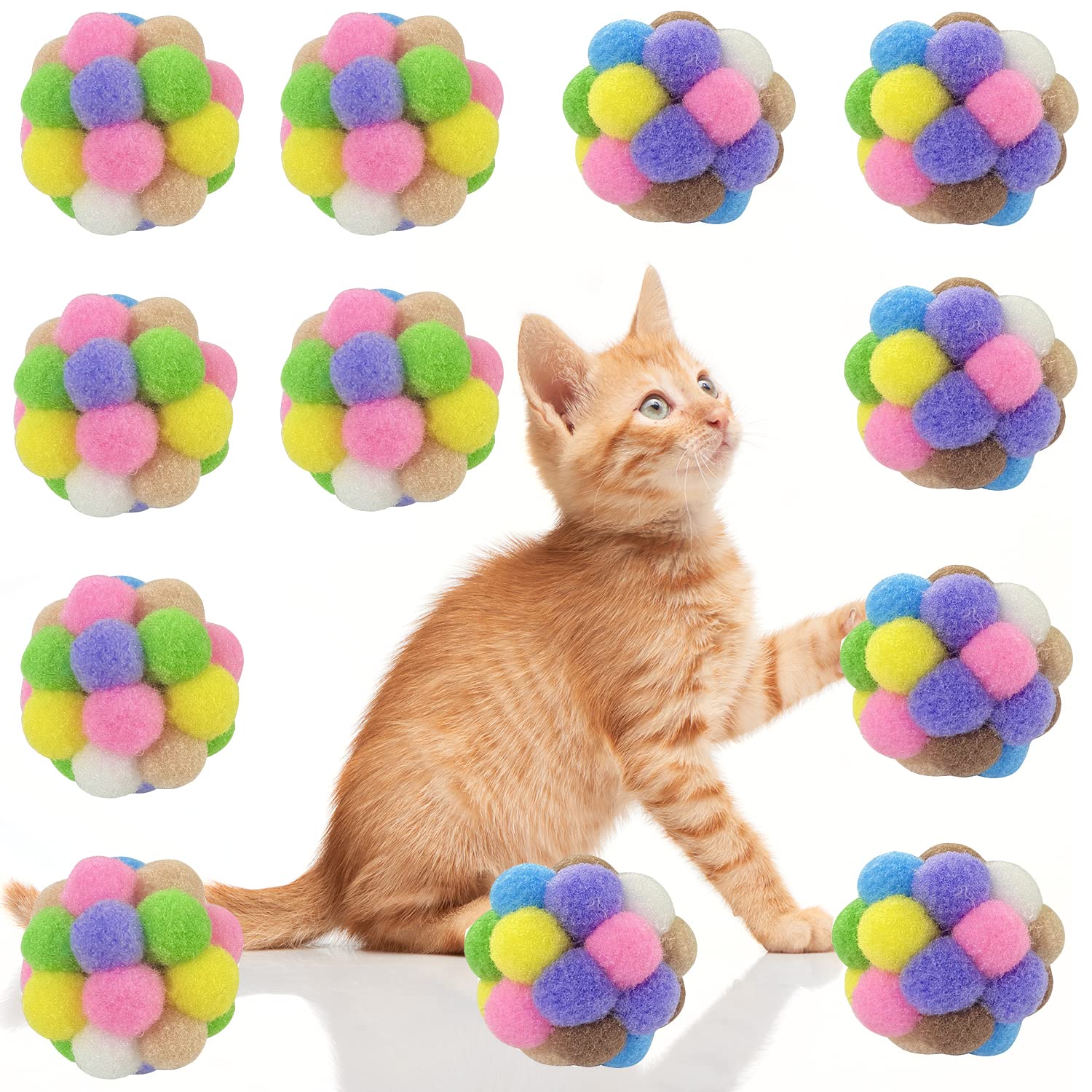 Balles AQSXO chat clochette, diametre 2 pouces, stimulant le jeu quotidien.