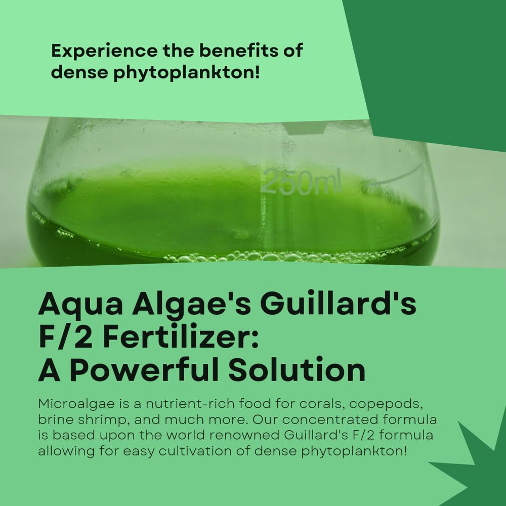 Aqua Algae F2 Ferts, culture de phytoplancton nourrie par une formulation concentrée.