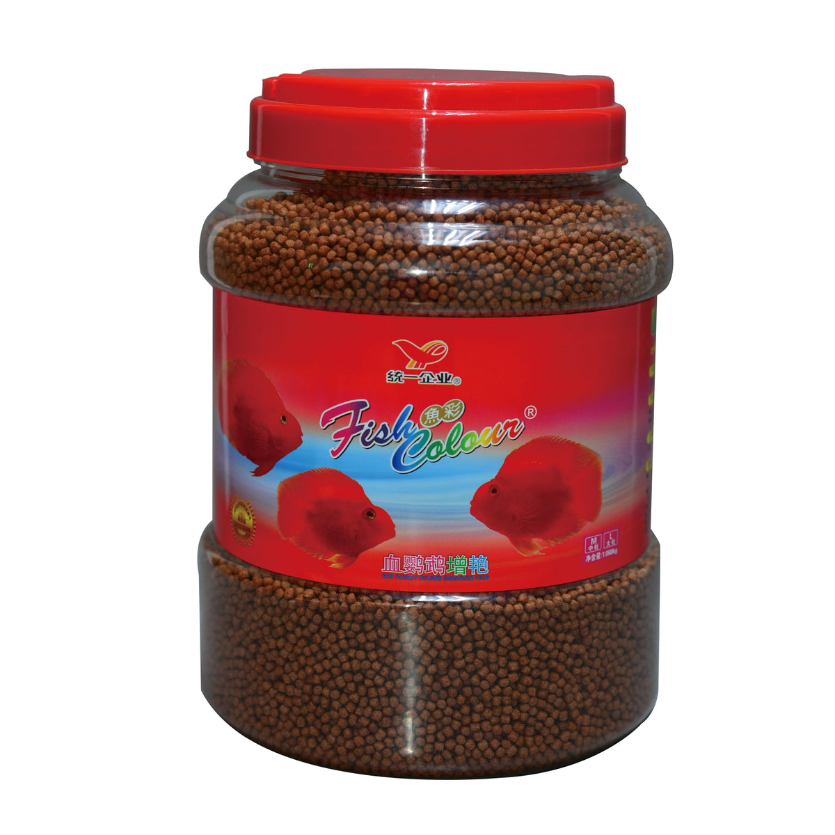 Aqua Master colorant poisson perroquet rouge, granulés flottants pour des couleurs plus vibrantes.