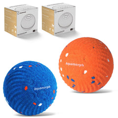 Aquamorph balles interactives duo bleu et orange stimulant le jeu chez les chiens.