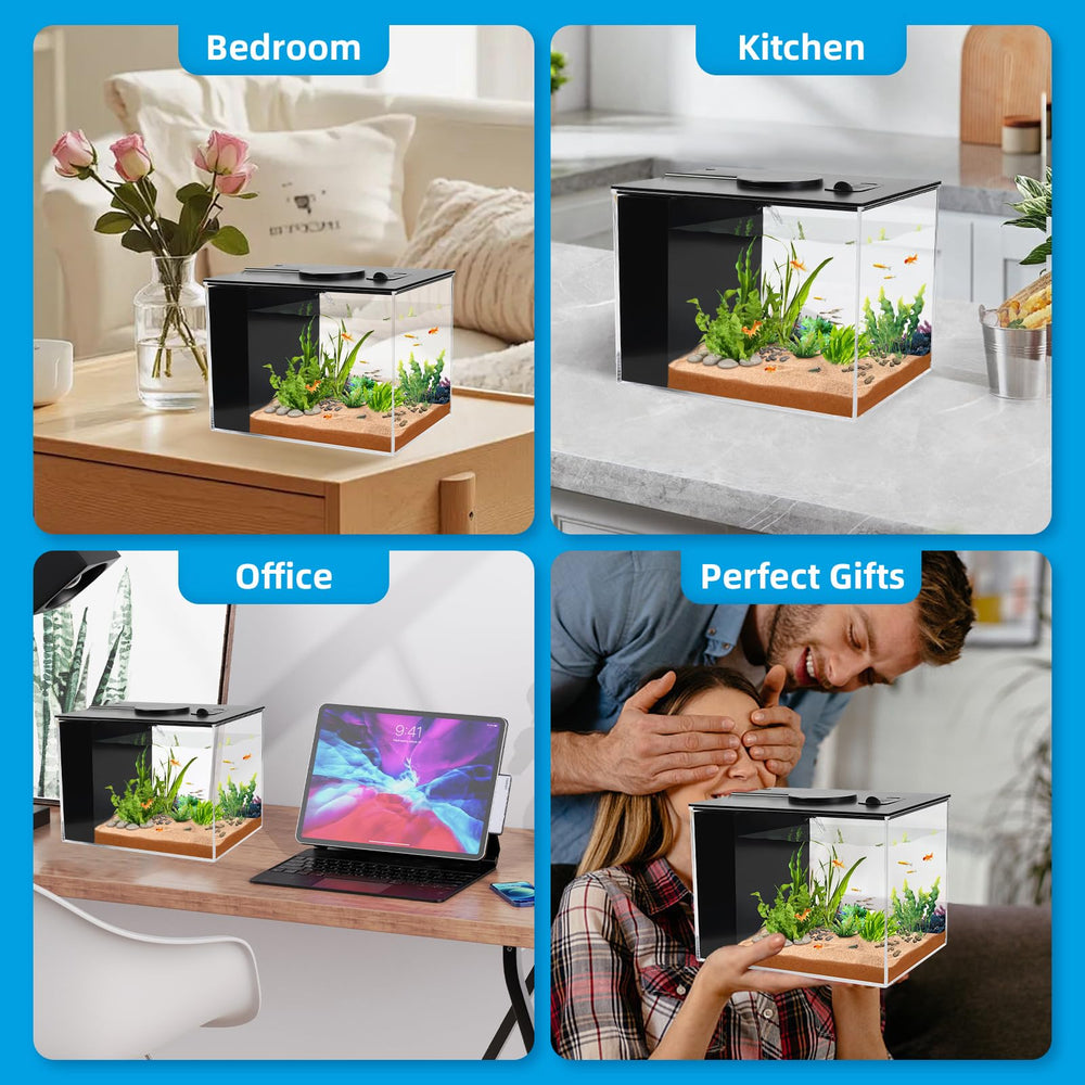 AQUANEAT petit-bac-aquarium-compact: parfait sur bureau ou table de chevet.