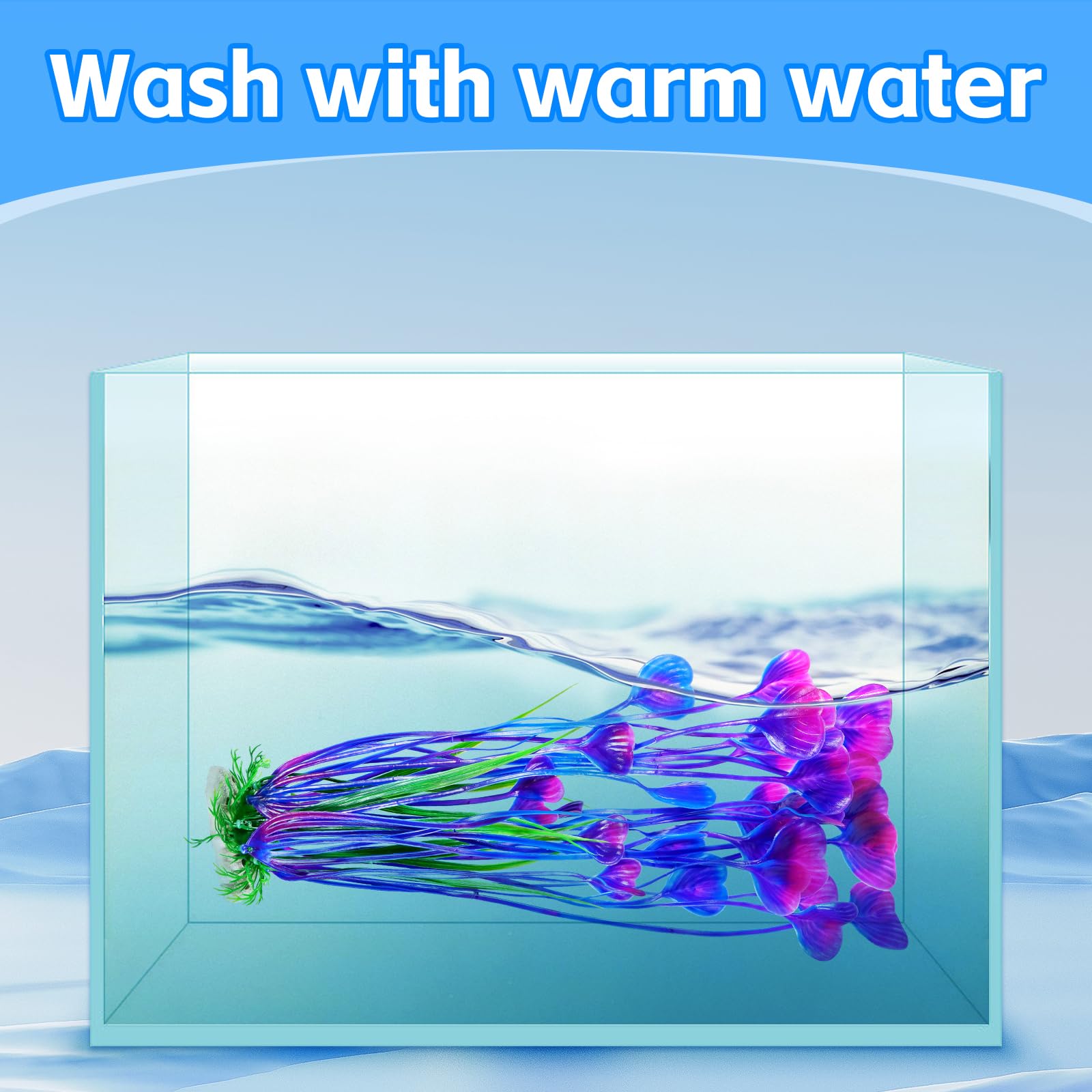Plante artificielle AQUANEAT pour aquarium violet, nettoyage facile après usage.