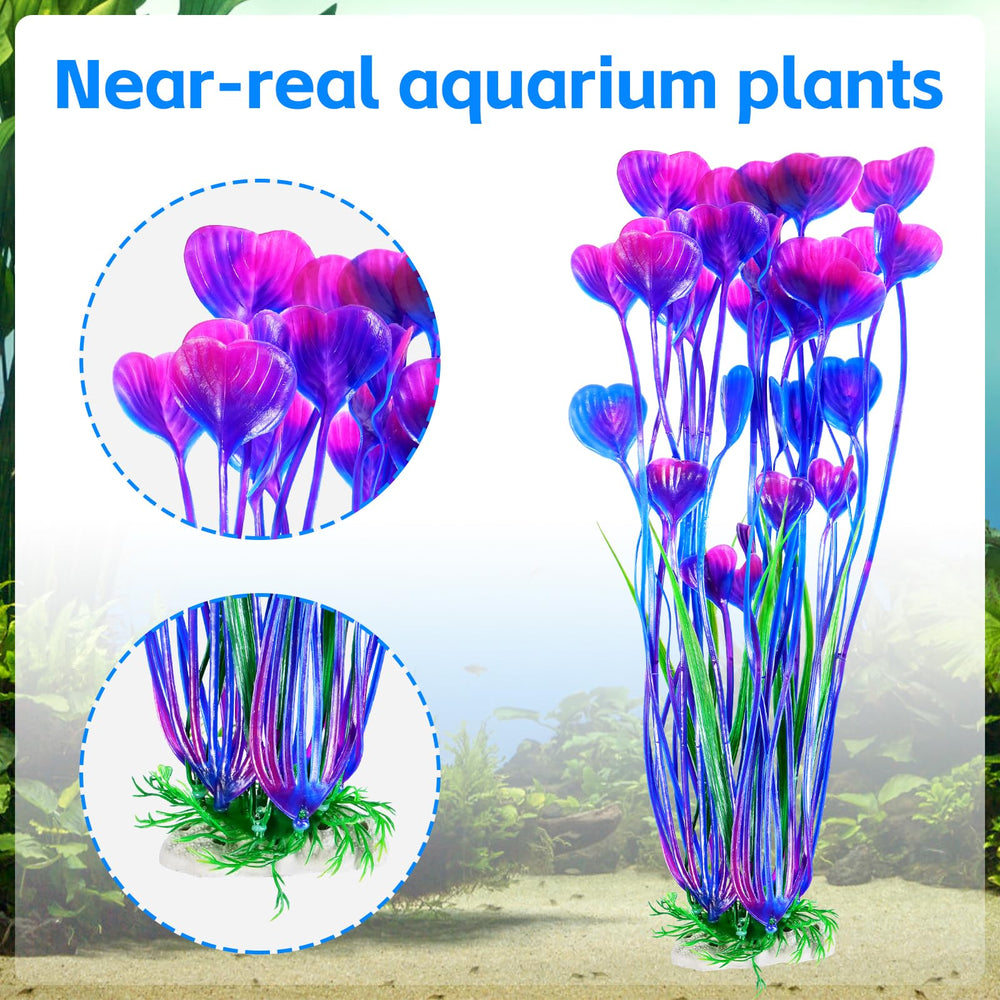 Gros plan sur les plantes AQUANEAT pour aquarium violet, mise en place simple.