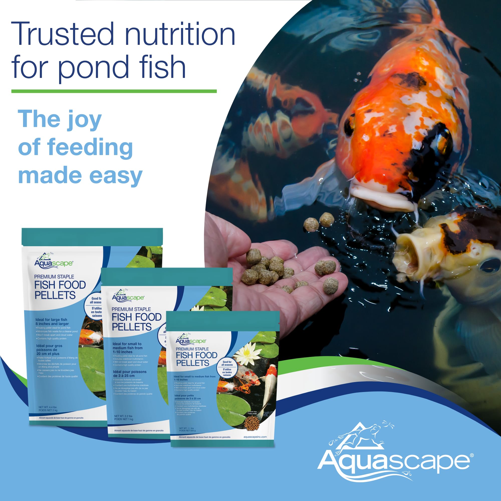 Aquascape sachet de 2,2 livres pour nourrir l’étang de manière pratique et durable.