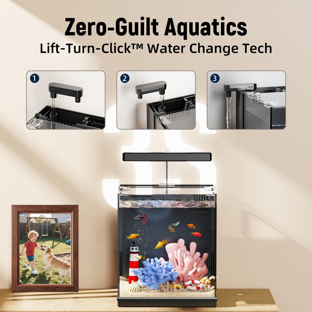 AQUASMITH Beta: orifice d’alimentation accessible pour nourrir sans déranger.