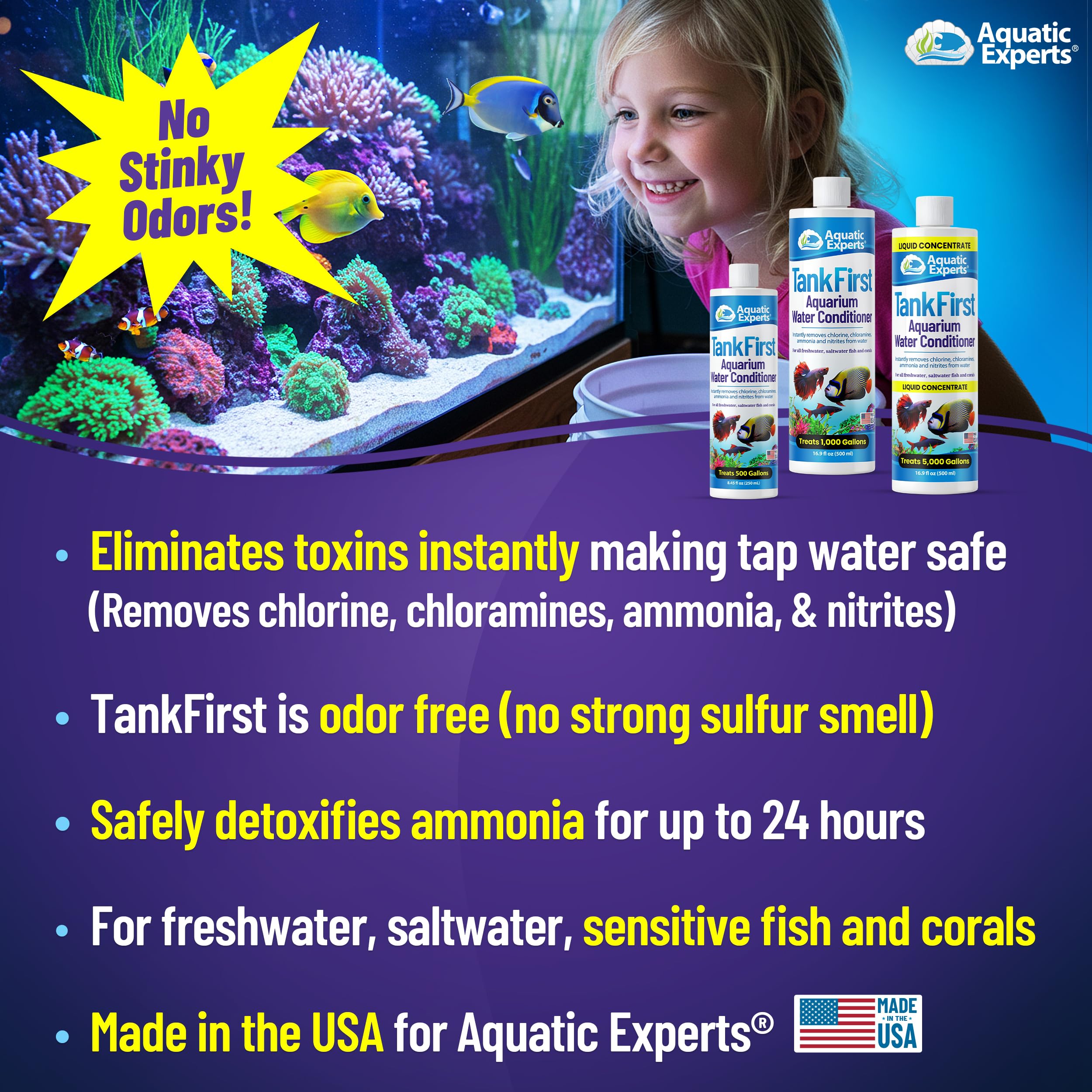 TankFirst – versement rapide pour eau sans chloramines et ammoniac.