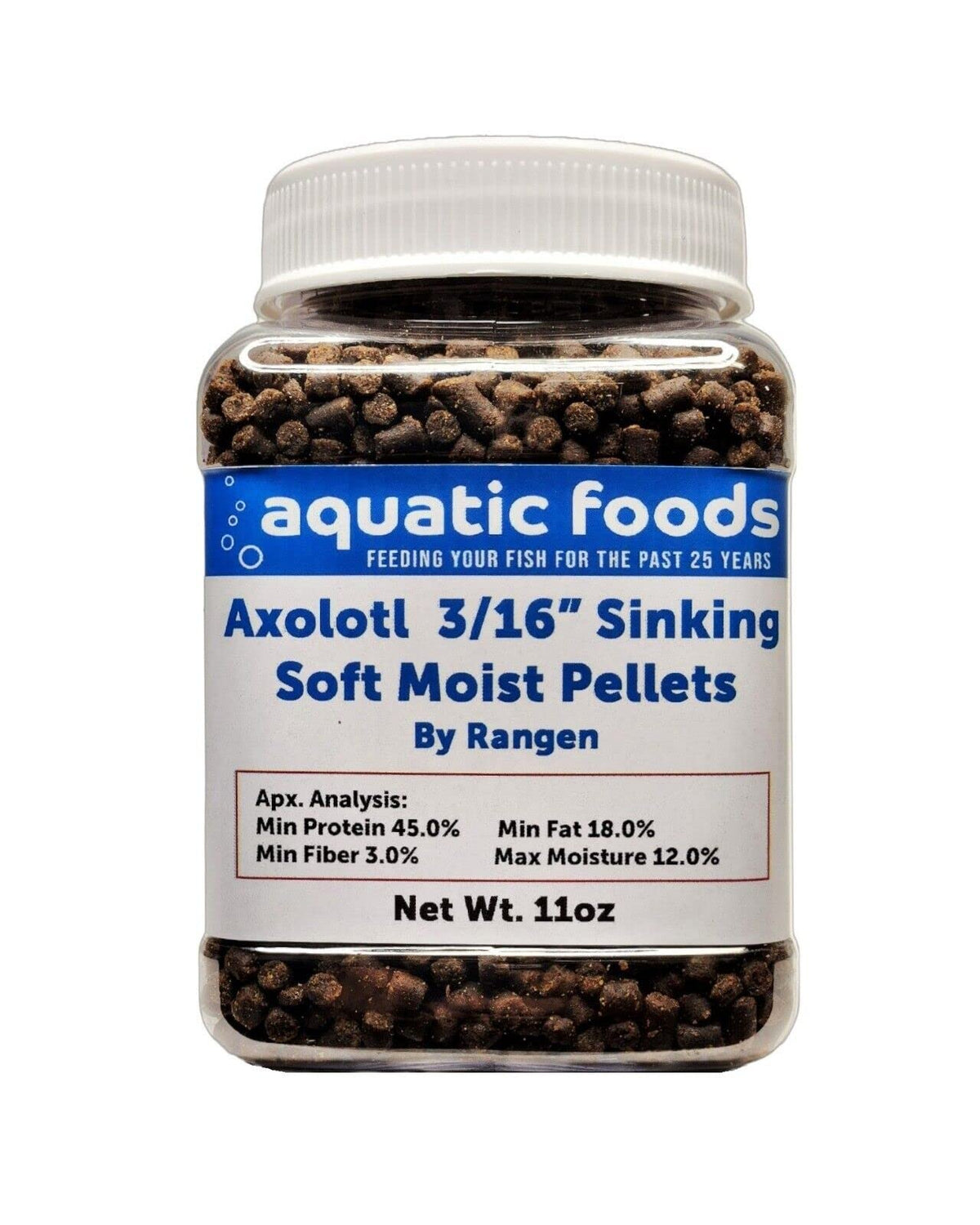 Granulés mous et coulants Aquatic Foods Inc. pour axolotl, alimentation quotidienne adaptée.