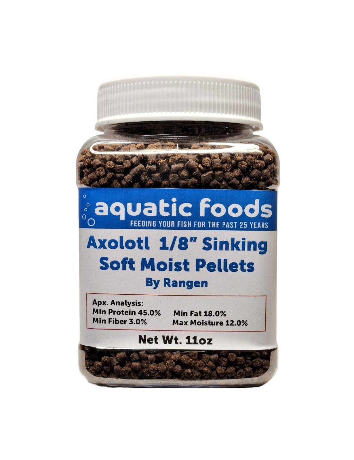 Pellets axolotl mous et coulants d'Aquatic Foods Inc. pour nourrissage précis.