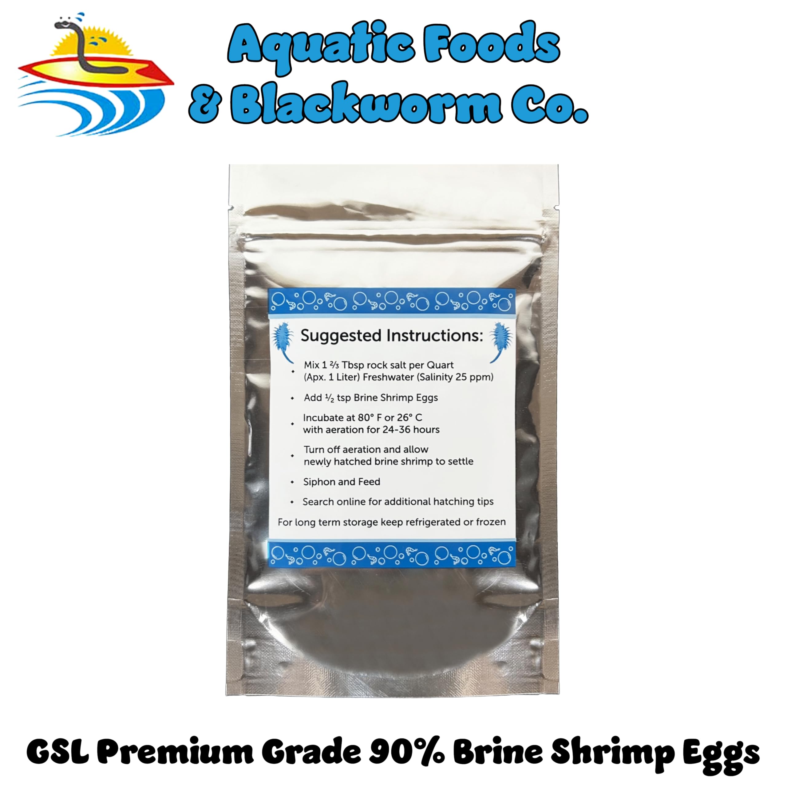Emballage Aquatic Foods Inc. œufs artémias 25 g, conservation fiable